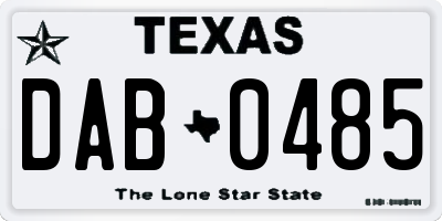 TX license plate DAB0485