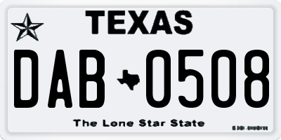 TX license plate DAB0508