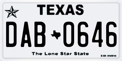 TX license plate DAB0646