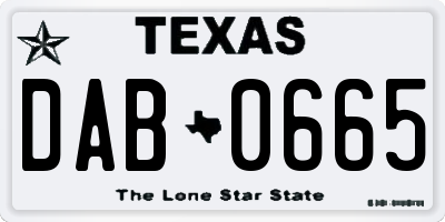 TX license plate DAB0665