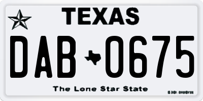TX license plate DAB0675