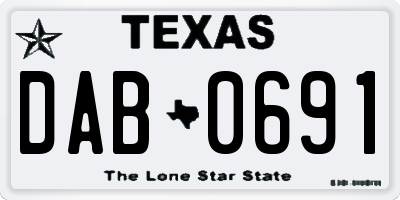 TX license plate DAB0691
