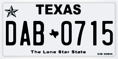 TX license plate DAB0715