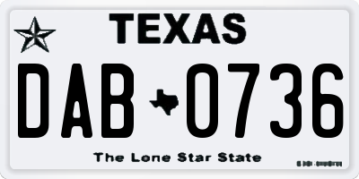 TX license plate DAB0736