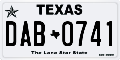 TX license plate DAB0741