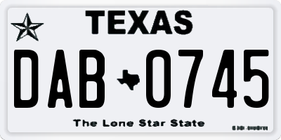 TX license plate DAB0745