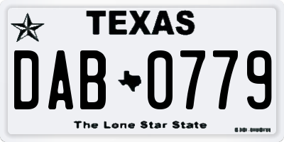 TX license plate DAB0779