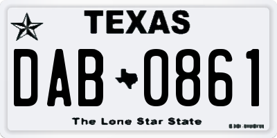 TX license plate DAB0861