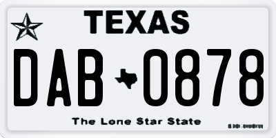 TX license plate DAB0878