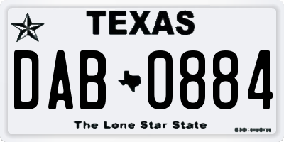 TX license plate DAB0884