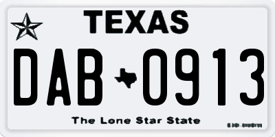 TX license plate DAB0913