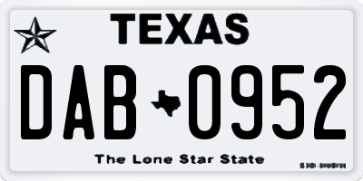 TX license plate DAB0952