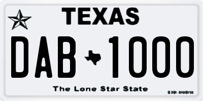 TX license plate DAB1000