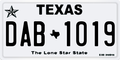 TX license plate DAB1019