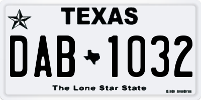 TX license plate DAB1032