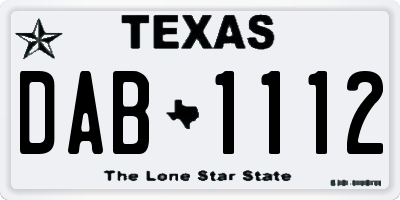 TX license plate DAB1112