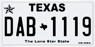 TX license plate DAB1119