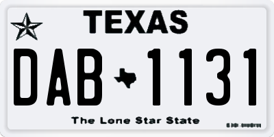 TX license plate DAB1131