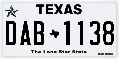 TX license plate DAB1138