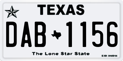 TX license plate DAB1156