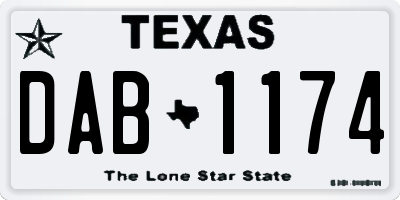TX license plate DAB1174