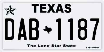 TX license plate DAB1187