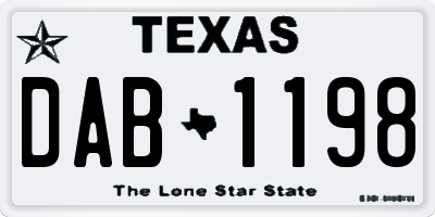 TX license plate DAB1198