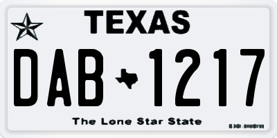 TX license plate DAB1217