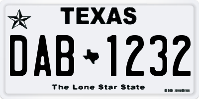 TX license plate DAB1232