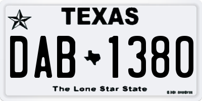TX license plate DAB1380