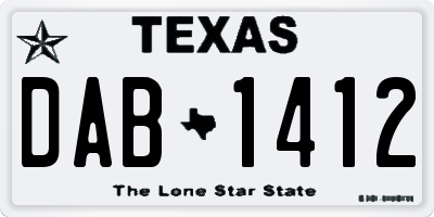 TX license plate DAB1412