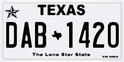 TX license plate DAB1420