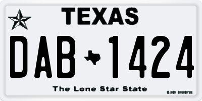 TX license plate DAB1424