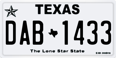 TX license plate DAB1433