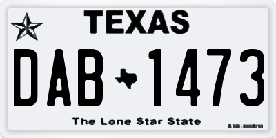 TX license plate DAB1473