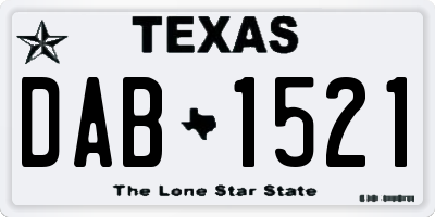 TX license plate DAB1521
