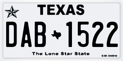 TX license plate DAB1522