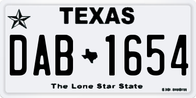 TX license plate DAB1654