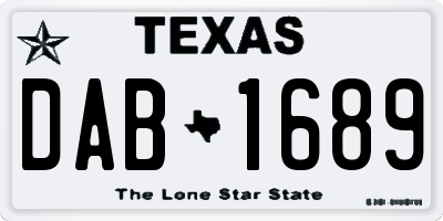 TX license plate DAB1689
