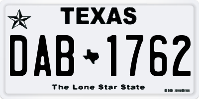 TX license plate DAB1762