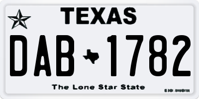 TX license plate DAB1782