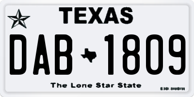 TX license plate DAB1809