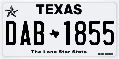 TX license plate DAB1855