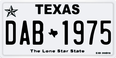 TX license plate DAB1975