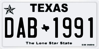 TX license plate DAB1991