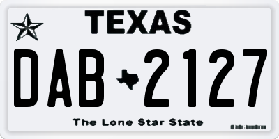 TX license plate DAB2127