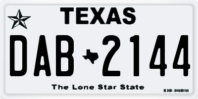 TX license plate DAB2144