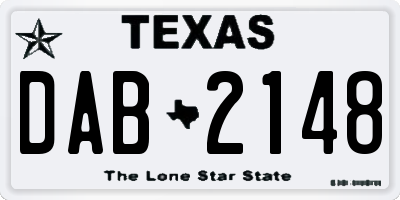 TX license plate DAB2148