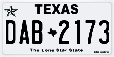 TX license plate DAB2173