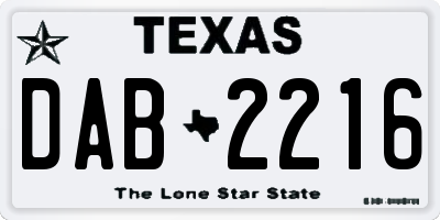 TX license plate DAB2216